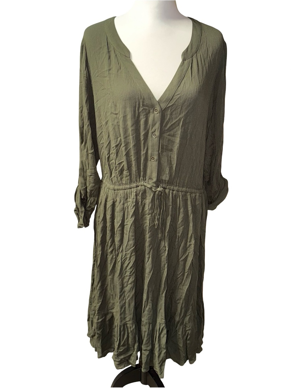 Torrid Gauzy Roll Sleeve Button Popover Shirt Dress Women’s Plus Sz 1 1X NWT New
